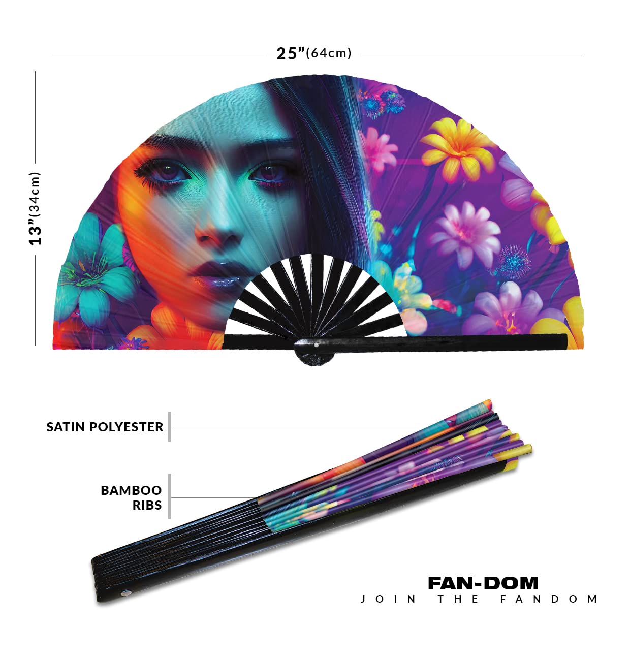 Raver Girl Neon Hand Fan Foldable Bamboo Circuit Rave Hand Fans Rainbow Galaxy Party Gear Gifts Music Festival Rave Accessories (Style 9)