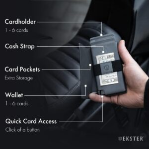 Ekster Parliament Men's Wallet | RFID Blocking Leather Minimalist Wallet | Slim Wallet for Men - Designed for Quick Card Access with Push Button (Onyx)