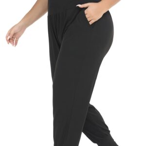 ZERDOCEAN Women's Plus Size Casual Yoga Joggers Comfy Workout Lounge Pants Black 5X