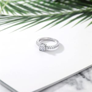 Gem Stone King White Moissanite Wedding Engagement Anniversary Promise Ring (1.04 Cttw, Round 6MM, Available In Size 5, 6, 7, 8, 9)