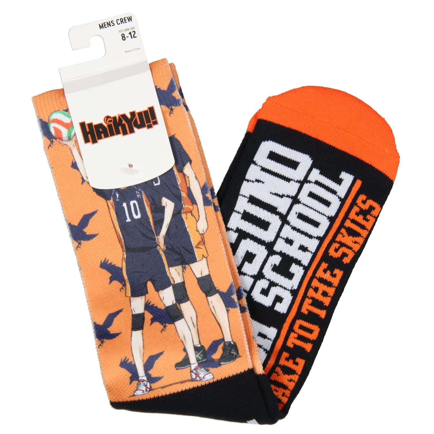 Bioworld Haikyu!! Socks Anime Manga Men's Karasuno High School Volleyball Mid-Calf Athletic Crew Socks