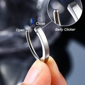 Melighting Titanium Belly Button Rings for Women 14G Belly Rings Clicker G23 Belly Piercing Hoop Reverse Curved Belly Barbell Navel Barbell Body Piercing Jewelry