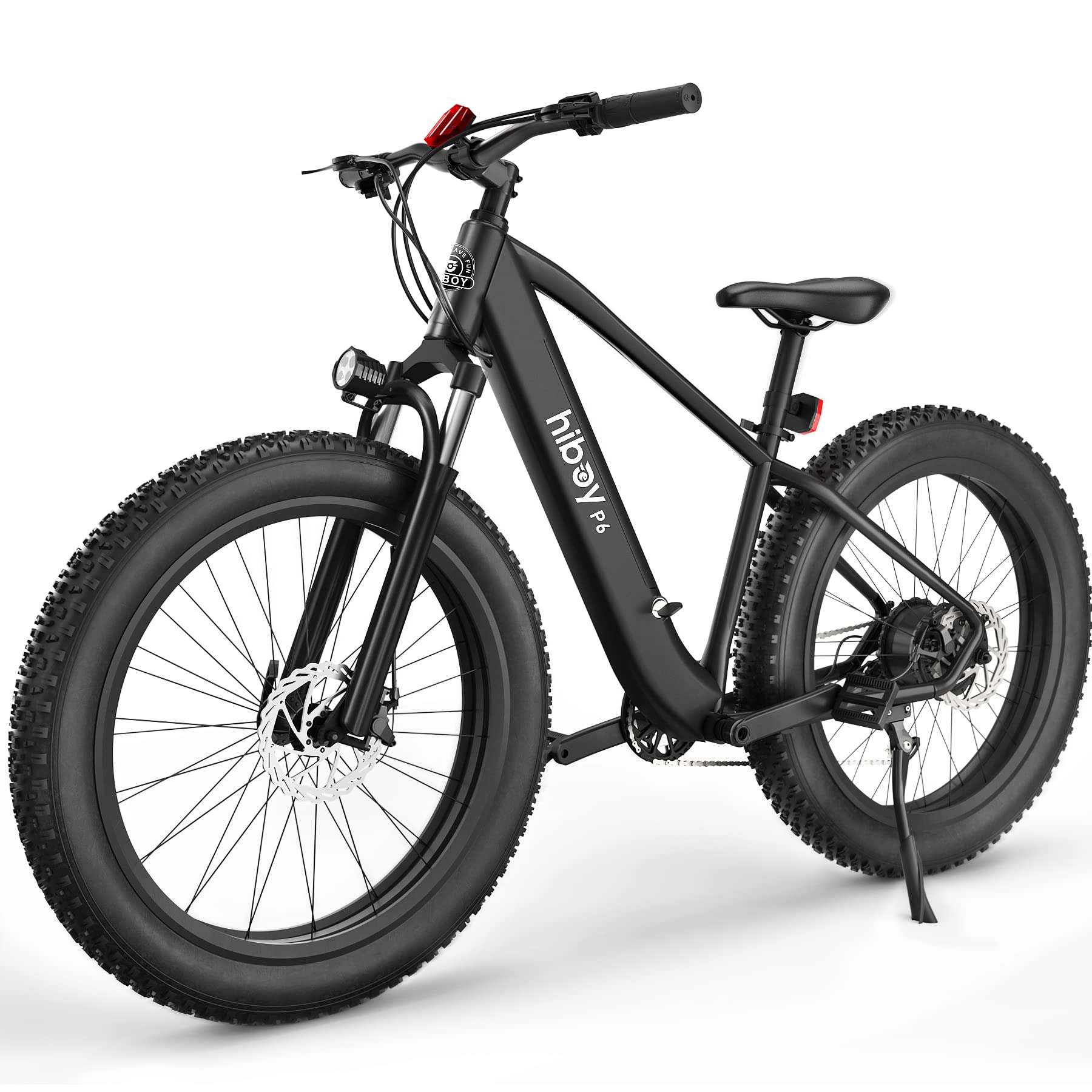 Hiboy P6 Electric Bike for Adults, 28MPH 62.1Miles Range 750W Motor 48V 13Ah Removable Battery Ebike, 26” x 4.0" Fat Tire Electric Mountain Bicycle, Shimano 9 Speed, Hydraulic Suspension, UL Certified