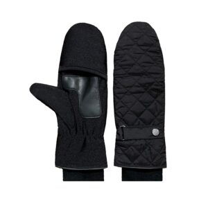 calvin klein women's quilted flip-top mittens (black, medium)