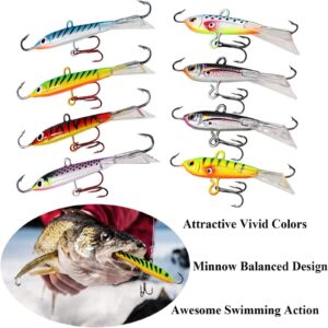 THKFISH Ice Fishing Jigs Kit Ice Fishing Lures Ice Fishing Gear A-50PCS+ Vertical Jigs Kit 4PCS-10g