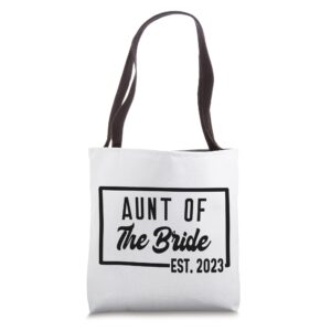 aunt of the bride est 2023 established cute party shower tote bag