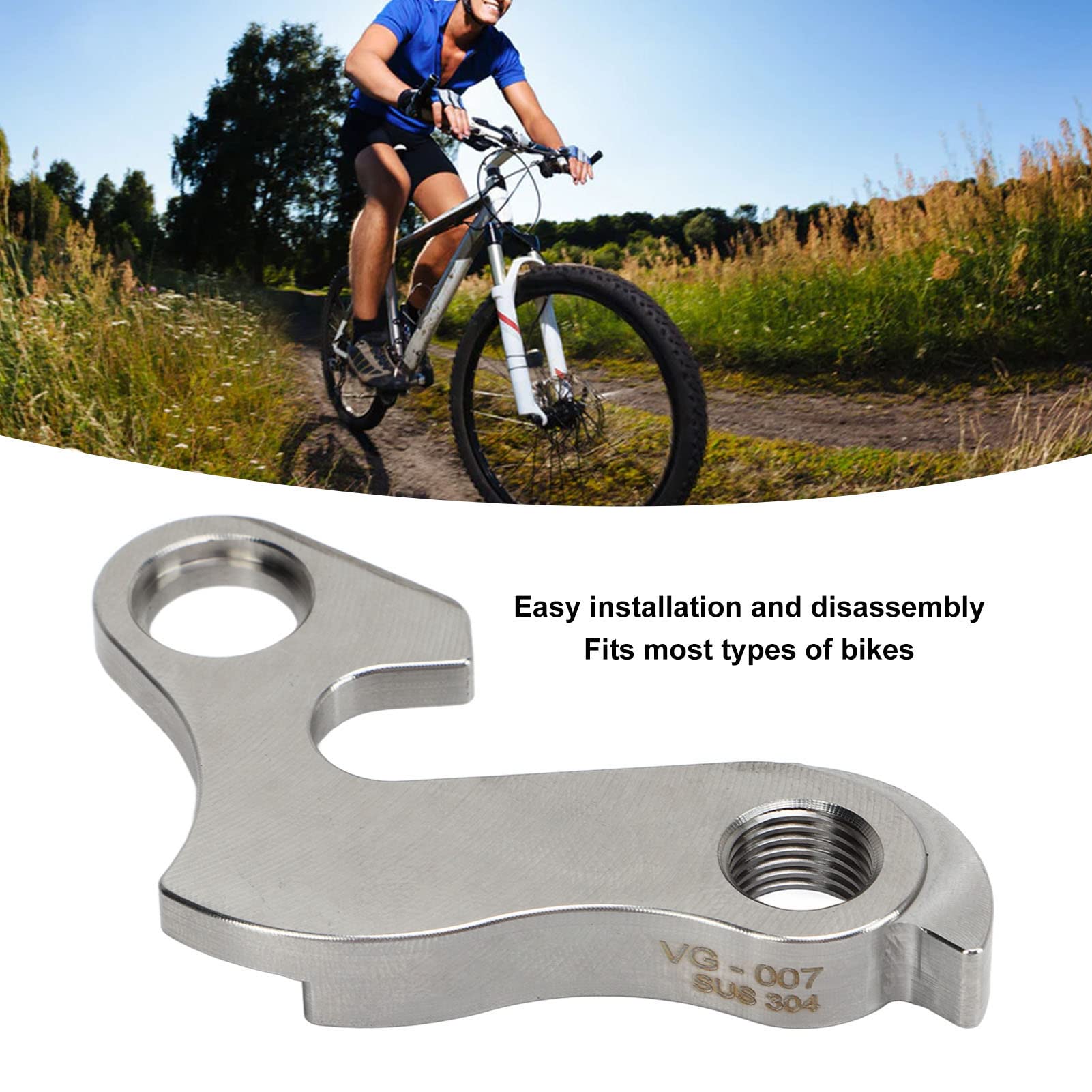 Tissting Universal Bike Rear Derailleur Hanger, Bike Tail Hook with Screw, Stainless Steel Bike Derailleur Hanger Frame Gear Tail Hook for Mountain Road Bikes