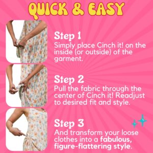 Cinch it! Dress Clips for Back Cinch and Waist for Dresses, Skirts, Shirts and Shawls. These Hidden Clothes Clips Better Than Ugly Metal Clasps for Clothing to Alter The fit for Women