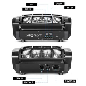 Spider Moving Head Lights, HAKUTA LED Stage Light RGBW 4-in-1 LED Moving Head Light, Compatible DMX-512 with 4 Control Modes for Parities, Concert, Performance Stage, Club, Bar and Wedding Ceremon