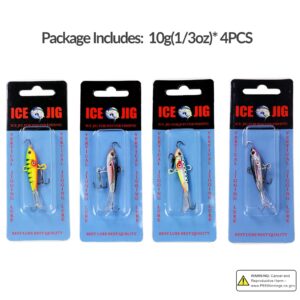 THKFISH Ice Fishing Jigs Kit Ice Fishing Lures Ice Fishing Gear A-50PCS+ Vertical Jigs Kit 4PCS-10g