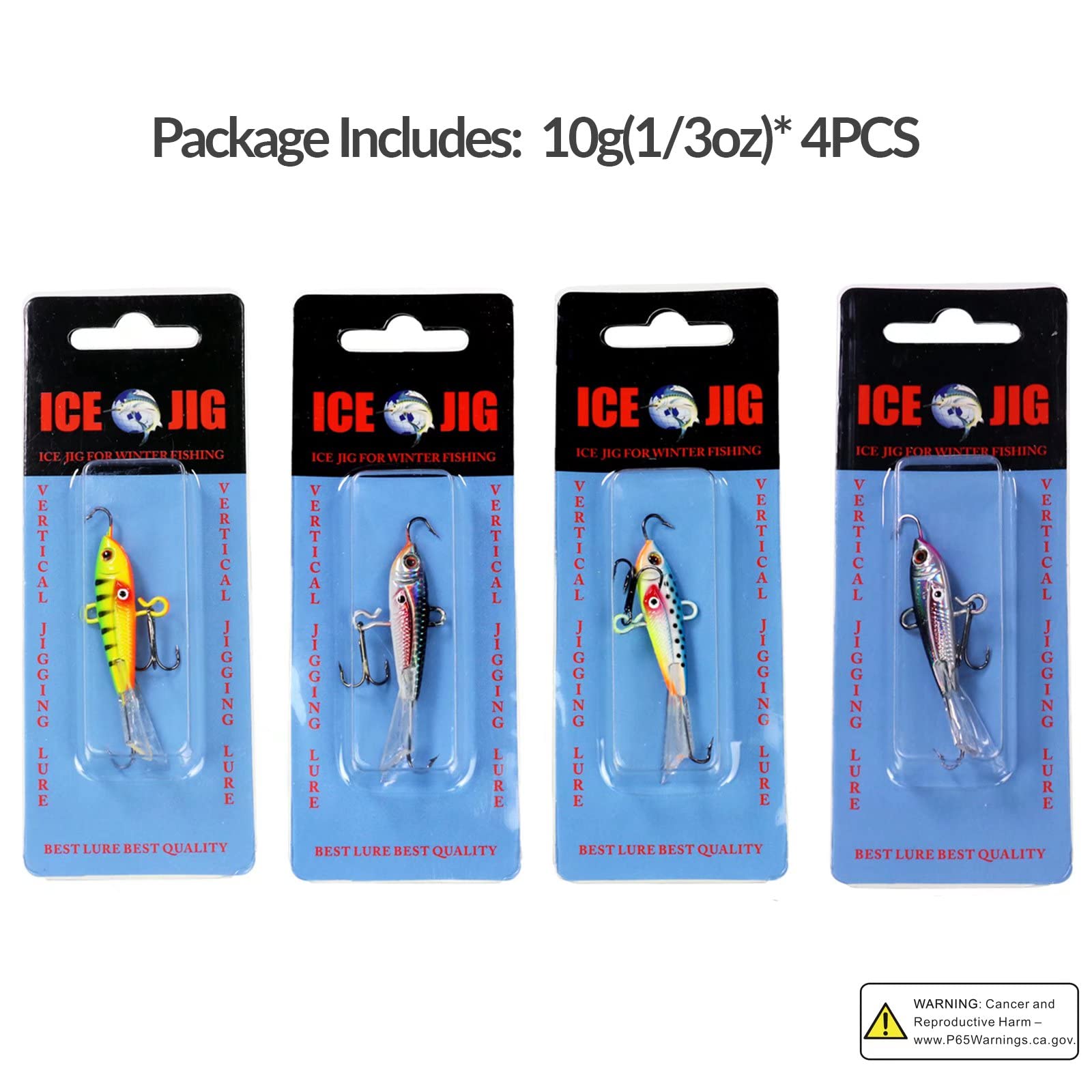 THKFISH Ice Fishing Jigs Kit Ice Fishing Lures Ice Fishing Gear A-50PCS+ Vertical Jigs Kit 4PCS-10g