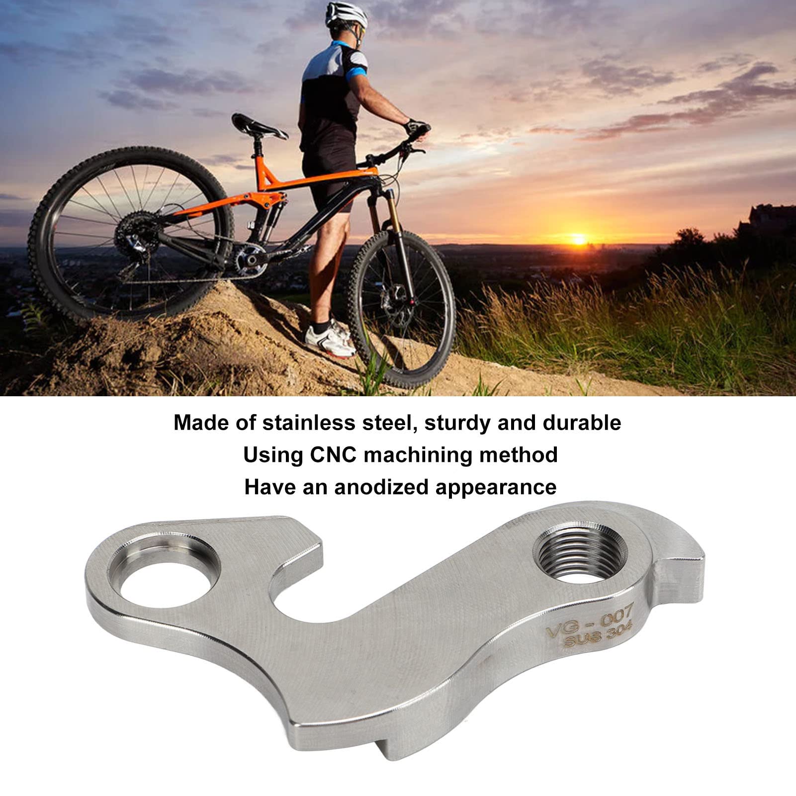 Tissting Universal Bike Rear Derailleur Hanger, Bike Tail Hook with Screw, Stainless Steel Bike Derailleur Hanger Frame Gear Tail Hook for Mountain Road Bikes