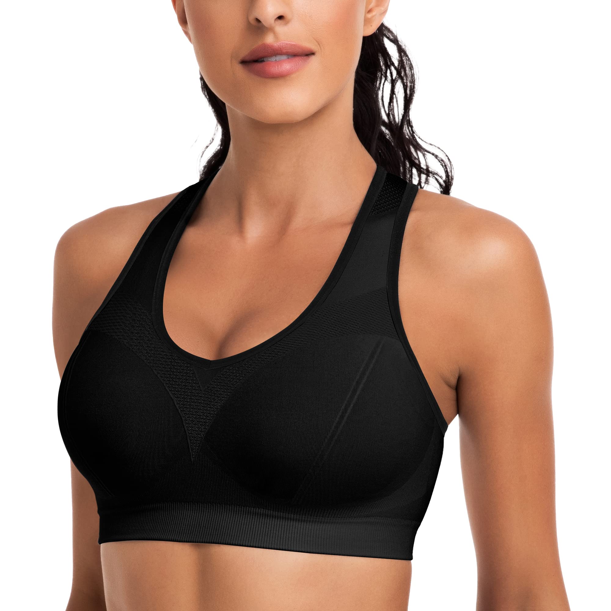 Racerback Sports Bras for Women with Pads - High Impact Athletic Tank Tops for Yoga and Workout