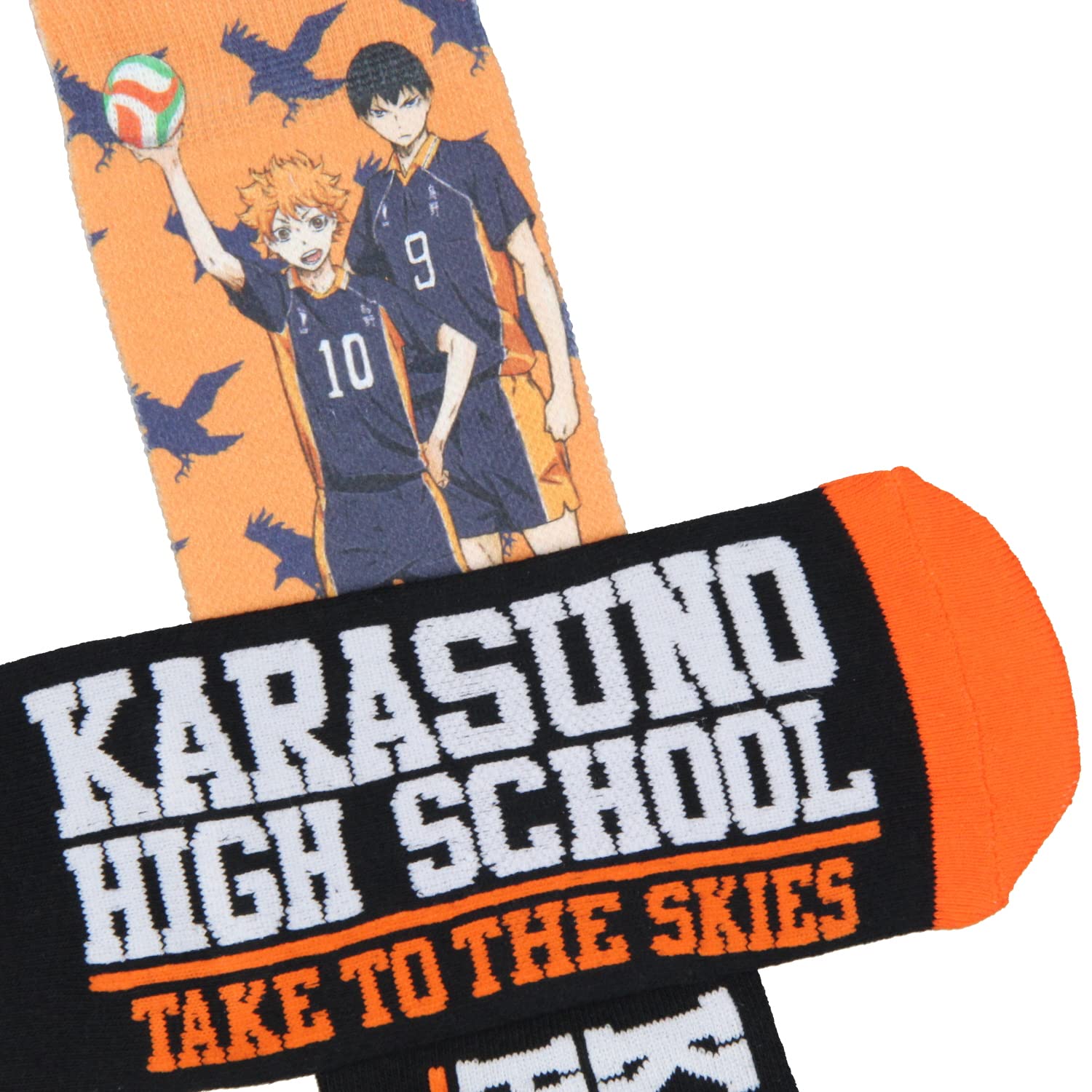 Bioworld Haikyu!! Socks Anime Manga Men's Karasuno High School Volleyball Mid-Calf Athletic Crew Socks