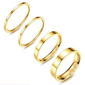 fibo steel 14k gold filled stacking rings for women stackable thin gold rings simple plain band ring comfort fit size 9