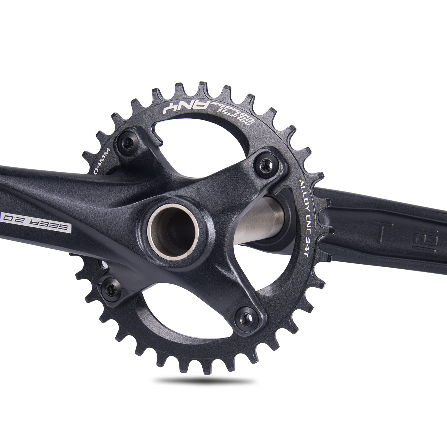 BOLANY Bike Cranksets 170mm Hollow Integrated 104BCD Single Speed Round Chainring 34T/36T MTB Crankset with Bottom Bracket (34T)