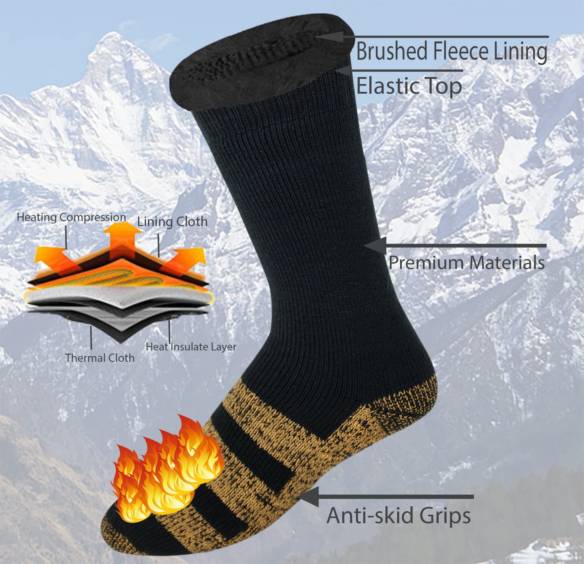 6 pairs Packs Thermal Lodge Socks for Men and Women, Heated Winter Non-Skid Boot Socks, Insulated for Cold (as1, numeric, numeric_10, numeric_13, regular, regular, Assorted Copper, 10-13)