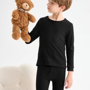 Resinta 3 Sets Boys Waffle Thermal Underwear Set Soft Winter Waffle Thermal Top and Bottom Long Johns Cotton Base Layer