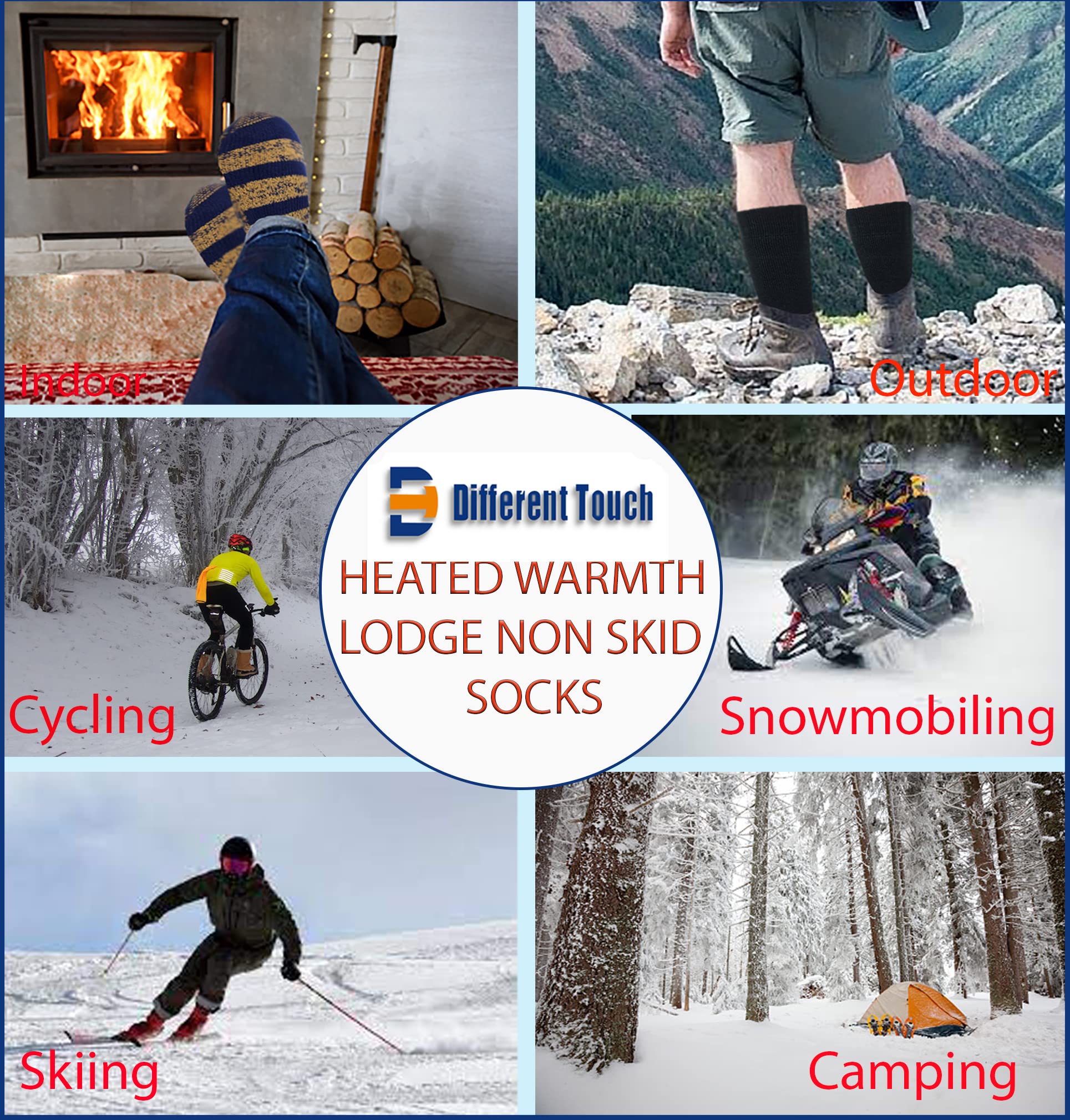 6 pairs Packs Thermal Lodge Socks for Men and Women, Heated Winter Non-Skid Boot Socks, Insulated for Cold (as1, numeric, numeric_10, numeric_13, regular, regular, Assorted Copper, 10-13)