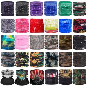 30PCS Neck Gaiters Scarf Head Wrap Headwear Balaclava Face Mask Sun Bandanas for Women Men Running,Cycling,Fishing (Multicolor)