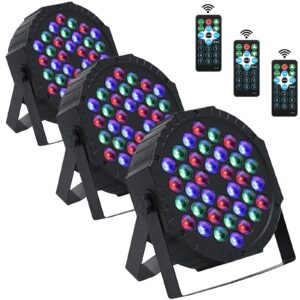 3 Pack LED Par Lights DJ Stage Light 7 Channel Par Lighting for Stage with Remote Control and DMX Control Sound Activated Uplights Party Lights for Christmas Music Party Disco Wedding (36 LED)