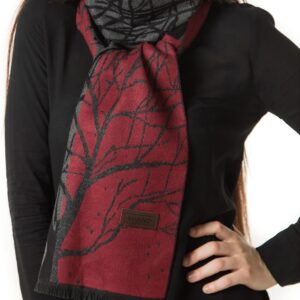 Mio Marino Winter Cashmere Feel Women Scarf, 100% Cotton Fashion Scarves, In Elegant Gift Box - Manzanita Red/Black - One Size