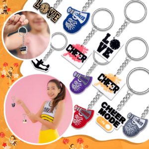 Henoyso 36 Pcs Cheerleading Gifts for Girls Cheer Keychains Bulk Cheerleader Backpack and Purse Charms for Women Team Jewelry Accessories Bag Decorations