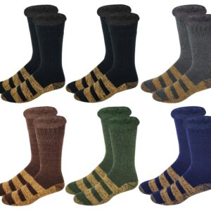 6 pairs Packs Thermal Lodge Socks for Men and Women, Heated Winter Non-Skid Boot Socks, Insulated for Cold (as1, numeric, numeric_10, numeric_13, regular, regular, Assorted Copper, 10-13)