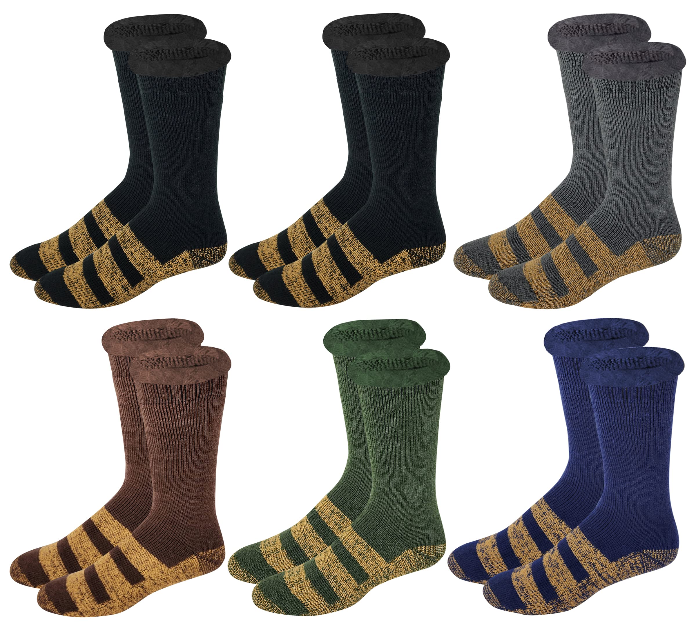 6 pairs Packs Thermal Lodge Socks for Men and Women, Heated Winter Non-Skid Boot Socks, Insulated for Cold (as1, numeric, numeric_10, numeric_13, regular, regular, Assorted Copper, 10-13)