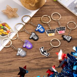 Henoyso 36 Pcs Cheerleading Gifts for Girls Cheer Keychains Bulk Cheerleader Backpack and Purse Charms for Women Team Jewelry Accessories Bag Decorations