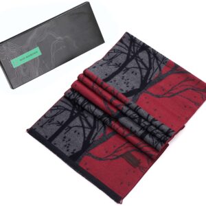 Mio Marino Winter Cashmere Feel Women Scarf, 100% Cotton Fashion Scarves, In Elegant Gift Box - Manzanita Red/Black - One Size