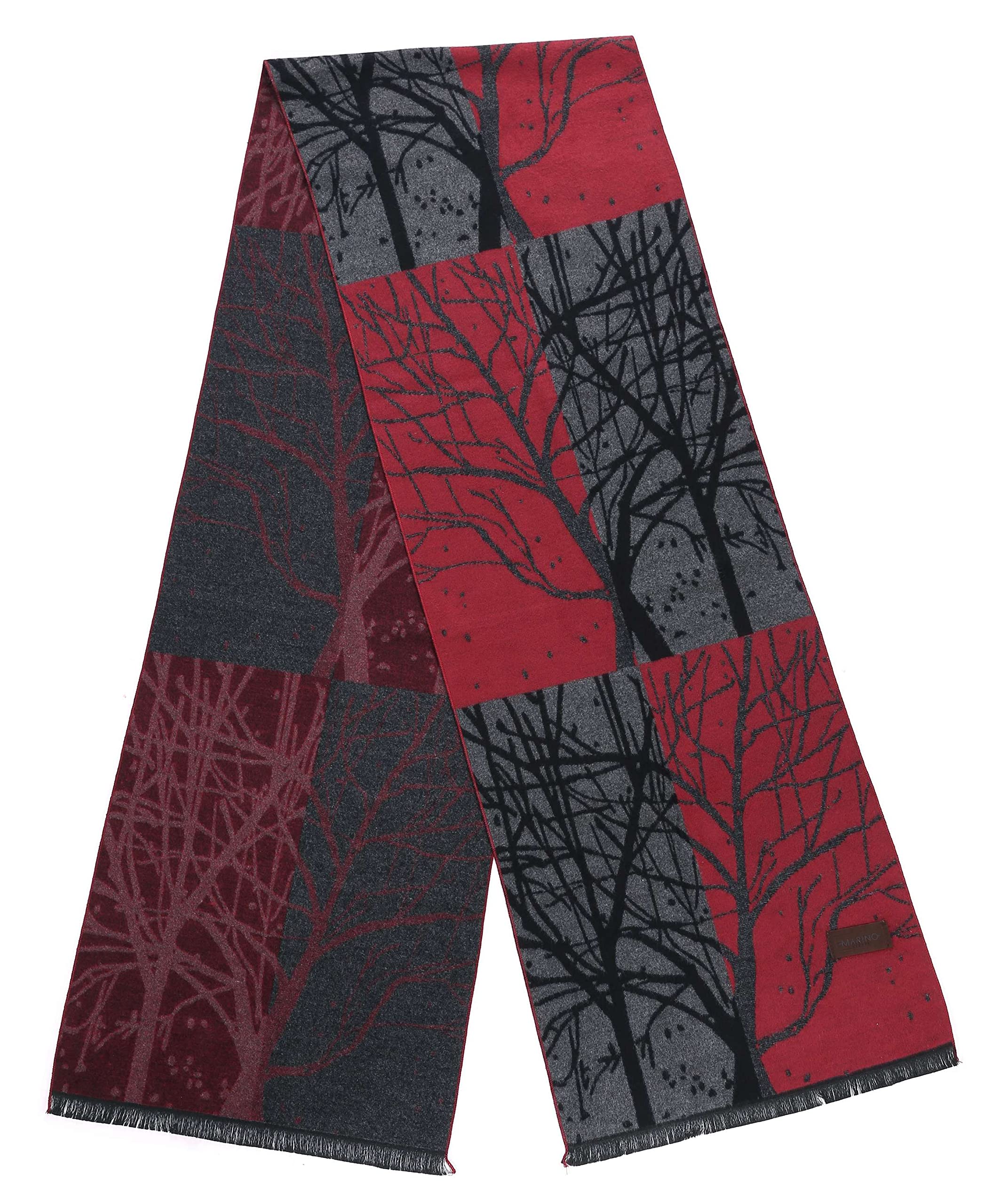 Mio Marino Winter Cashmere Feel Women Scarf, 100% Cotton Fashion Scarves, In Elegant Gift Box - Manzanita Red/Black - One Size