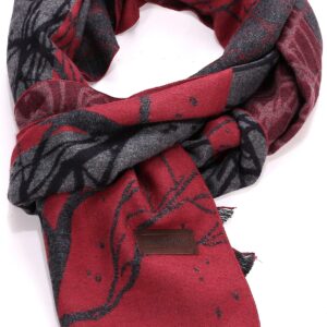 Mio Marino Winter Cashmere Feel Women Scarf, 100% Cotton Fashion Scarves, In Elegant Gift Box - Manzanita Red/Black - One Size