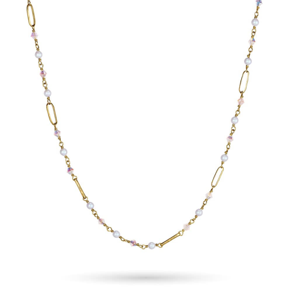 Waxing Poetic Brass Pearl Beaded Mist Necklace - 20 Inch