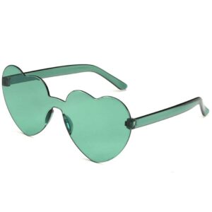 gemily green sunglasses fashion heart shape sunglasses transparent rimless love eyewear for women and girls