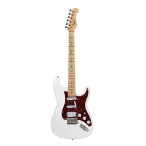 Monoprice 6-String Cali DLX Plus Electric Guitar - Right Handed, Gig Bag, Solid Ash Body, Ivory - Indio Series