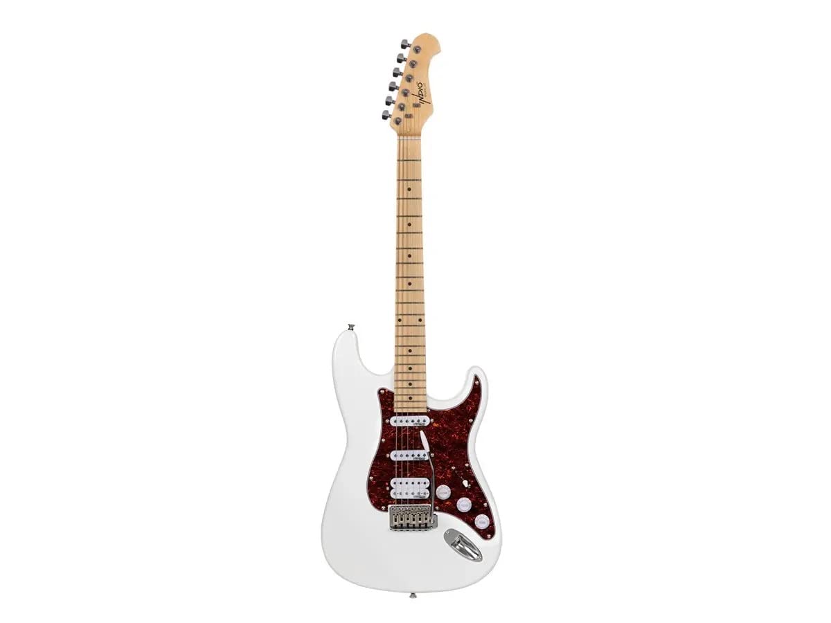 Monoprice 6-String Cali DLX Plus Electric Guitar - Right Handed, Gig Bag, Solid Ash Body, Ivory - Indio Series