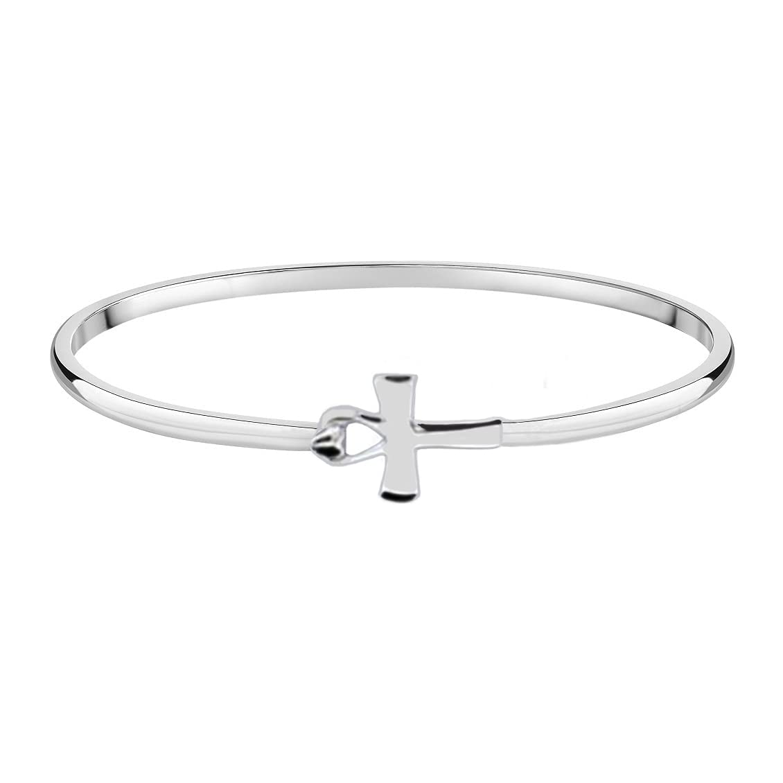 Religious Elegant Cross/Crucifix Bangle Bracelet – Bracelets with Silver Cross for Religious Groups, Faith Based, Gift-Giving/Confirmation Gift and Church Fundraising Item - 1 Bracelet