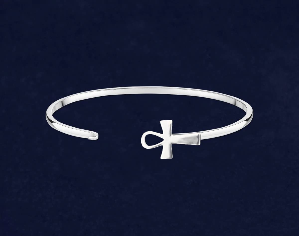 Religious Elegant Cross/Crucifix Bangle Bracelet – Bracelets with Silver Cross for Religious Groups, Faith Based, Gift-Giving/Confirmation Gift and Church Fundraising Item - 1 Bracelet