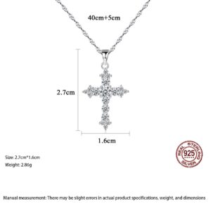 Peiyo Cross Necklace for Women Sterling Silver cubic zirconia Cross Clavicle Chain Mens Necklaces Christian Gifts