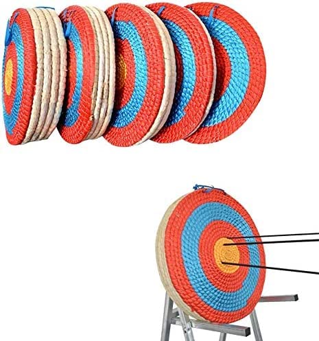 AMEYXGS 4-Ring Bullseye Archery Shooting Target Handmade Traditional Straw Target 1-5 Layer Target Solid Round for Outdoor Sports Hunting Shooting Practice (1 Layer)