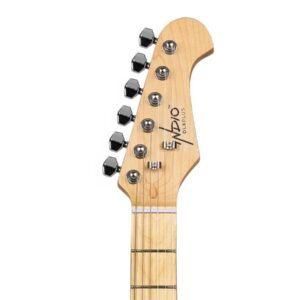 Monoprice 6-String Cali DLX Plus Electric Guitar - Right Handed, Gig Bag, Solid Ash Body, Ivory - Indio Series