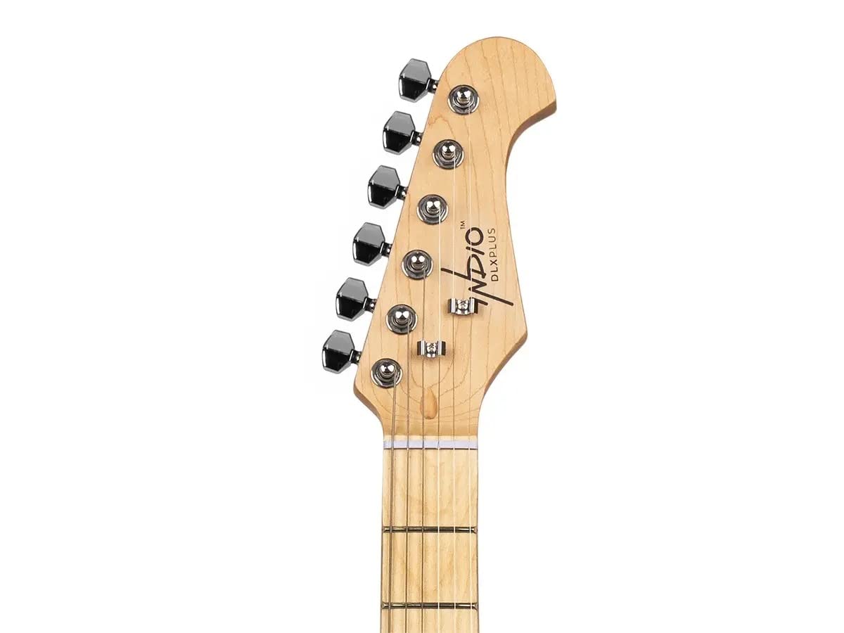 Monoprice 6-String Cali DLX Plus Electric Guitar - Right Handed, Gig Bag, Solid Ash Body, Ivory - Indio Series