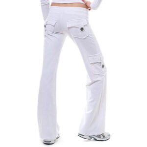 STYESH Todays Daily Deals Bootcut Yoga Pants Fashion Soft Cargo Pants Wide Leg Joggers Pants Loose Comfy Lounge Workout Sweatpants with Pocket White