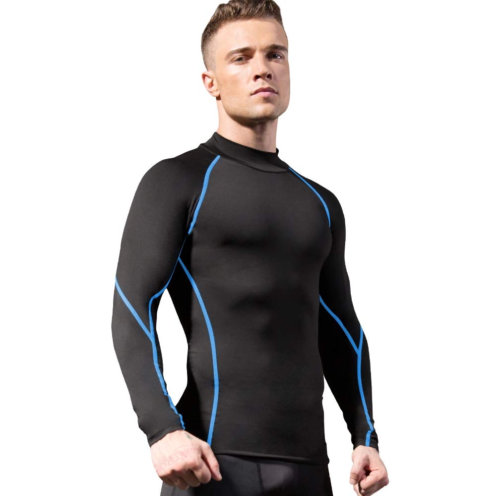 2/3 Pack Men's Compression Shirts Long Sleeve Workout Shirts Mock Turtleneck Athletic Base Layer Active Undershirts Tops