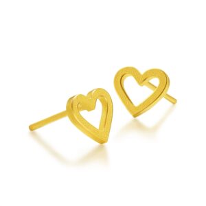 CHOW SANG SANG 999.9 24K Solid Gold Price-by-Weight 1.49g Gold Cute Lovely Heart Earrings for Women 68740E