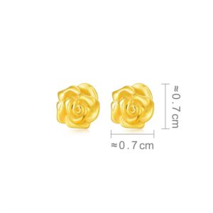 CHOW SANG SANG 999.9 24K Solid Gold Roses Stud Earrings for Women 68730E