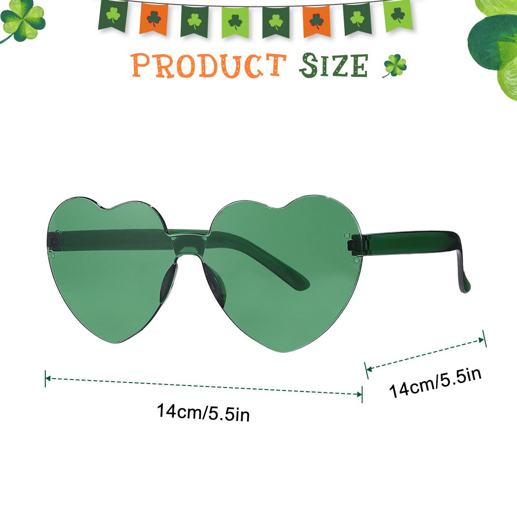 GEMILY Green Sunglasses Fashion Heart Shape Sunglasses Transparent Rimless Love Eyewear for Women and Girls