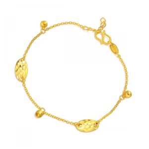 chow sang sang 999.9 24k solid gold price-by-weight 4.49g gold modern bead bracelet for women 82806b | 7.4", (19 cm)