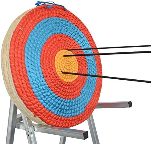 AMEYXGS 4-Ring Bullseye Archery Shooting Target Handmade Traditional Straw Target 1-5 Layer Target Solid Round for Outdoor Sports Hunting Shooting Practice (1 Layer)